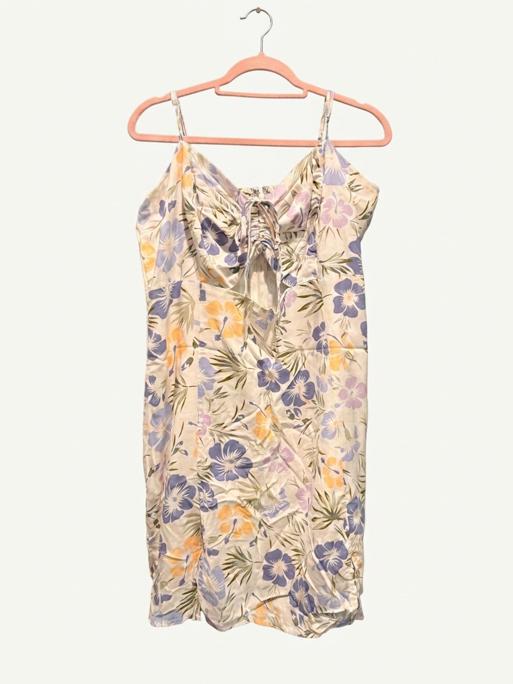 Aeropostale Cream Floral Dress with Pastel Blue & Lavender Accents